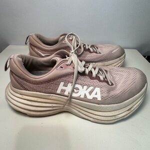 Hoka One One Bondi 8 Women's Max Cushion Mesh Running Shoes Size 9.5B Pale Mauv